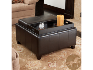 Mansfield Leather Espresso Tray Top Storage Ottoman Mansfield Leather Espresso Tray Top Storage Ottoman