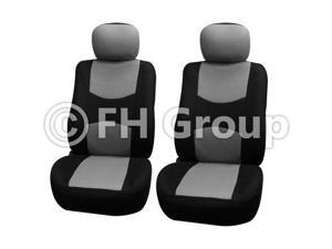 Pair Bucket Fabric Seat Covers w. Detachable Headrest Gray & Black Pair Bucket Fabric Seat Covers w. Detachable Headrest Gray & Black