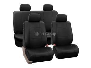 PU Leather Seat Covers W. 4 Headrests & Solid Bench Black PU Leather Seat Covers W. 4 Headrests & Solid Bench Black