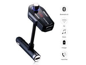 VicTsing Universal Bluetooth Wireless FM Transmitter & Car Charger with 2 USB Type A Charging Port, Hand-free Car Kit with Hands-Free Calling, Music& Volume Control, Mic, With LCD Digital Screen& 3.5m VicTsing Universal Bluetooth Wireless FM Transmitter & Car Charger with 2 USB Type A Charging Port, Hand-free Car Kit with Hands-Free Calling, Music& Volume Control, Mic, With LCD Digital Screen& 3.5m