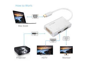 Vtin Mini DisplayPort (Thunderbolt Port Compatible) to HDMI/DVI/VGA Male to Female 3-in-1 Adapter with Aluminum Case- Supporting 4K Resolution via HDMI Vtin Mini DisplayPort (Thunderbolt Port Compatible) to HDMI/DVI/VGA Male to Female 3-in-1 Adapter with Aluminum Case- Supporting 4K Resolution via HDMI