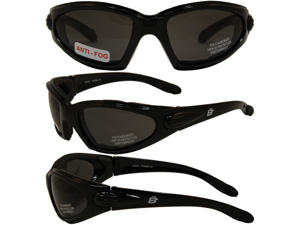 Birdz Quail Motorcycle Glasses with Smoke Shatterproof Anti-Fog Polycarbonate Lenses and Wind Blocking Foam Birdz Quail Motorcycle Glasses with Smoke Shatterproof Anti-Fog Polycarbonate Lenses and Wind Blocking Foam