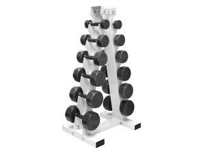 A Frame Dumbbell Rack with 6 pairs of VTX 12 sided cast iron dumbbells A Frame Dumbbell Rack with 6 pairs of VTX 12 sided cast iron dumbbells