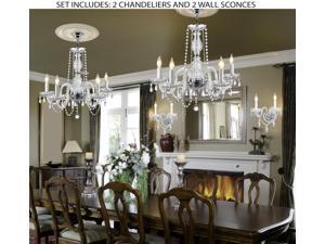 4pc Lighting Set - New! Authentic All Crystal Murano Venetian Style Crystal, 2 Chandeliers and 2 Wall Sconces 4pc Lighting Set - New! Authentic All Crystal Murano Venetian Style Crystal, 2 Chandeliers and 2 Wall Sconces