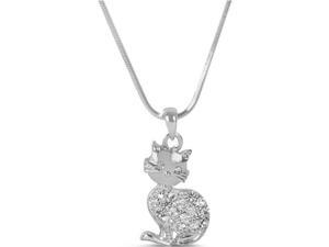 Approx. 2.00 ct. round diamonds white gold 14K memorable lovely cat pendant Approx. 2.00 ct. round diamonds white gold 14K memorable lovely cat pendant