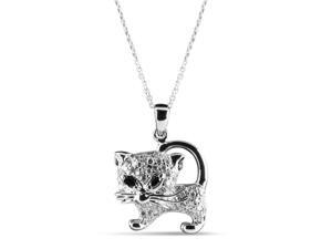 Approx. 2.50 ct. white & black diamonds memorable lovely cat pendant gold white Approx. 2.50 ct. white & black diamonds memorable lovely cat pendant gold white