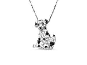 Black & white diamonds approx. 1.50 ct. memorable dog pendant gold 14K Black & white diamonds approx. 1.50 ct. memorable dog pendant gold 14K