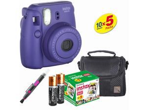 Fujifilm Instax Mini 8 Instant Film Camera (Grape) - Fujifilm Instax Film (50 PCS) - Compact Case - Quality Photo Brush Fujifilm Instax Mini 8 Instant Film Camera (Grape) - Fujifilm Instax Film (50 PCS) - Compact Case - Quality Photo Brush
