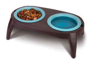 Collapsible Pet Feeder with 2 Removable Silicone Bowls Collapsible Pet Feeder with 2 Removable Silicone Bowls