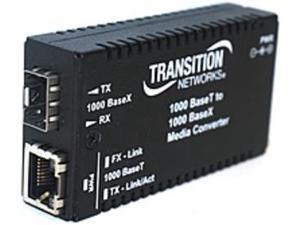 Transition Networks M/GE-T-SFP-01-NA Media Converter - RJ-45 / SFP (mini-GBIC) - External Transition Networks M/GE-T-SFP-01-NA Media Converter - RJ-45 / SFP (mini-GBIC) - External