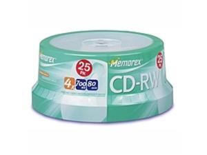 Memorex CD Rewritable Media - CD-RW - 4x - 700 MB - 1 Pack Spindle - Bulk - 120mm - 1.33 Hour Maximum Recording Time Memorex CD Rewritable Media - CD-RW - 4x - 700 MB - 1 Pack Spindle - Bulk - 120mm - 1.33 Hour Maximum Recording Time