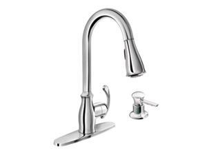 Moen 87910 High Arc Kitchen Faucet with Pull-Out Spout and Soap Dispenser from the Kipton C, Chrome Moen 87910 High Arc Kitchen Faucet with Pull-Out Spout and Soap Dispenser from the Kipton C, Chrome