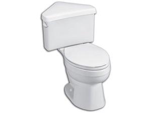 American Standard 270AD001.020 Cadet 3 Elongated Two-Piece Corner Toilet with Right Height Bowl, EverClean Surf, White American Standard 270AD001.020 Cadet 3 Elongated Two-Piece Corner Toilet with Right Height Bowl, EverClean Surf, White