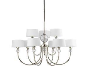 Progress Lighting P4675 Fortune Nine-Light Two-Tier Chandelier with Glass Ball A, Polished Nickel Progress Lighting P4675 Fortune Nine-Light Two-Tier Chandelier with Glass Ball A, Polished Nickel