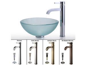 Kraus C-GV-101FR-14-12mm-1007 Bathroom Combo - 14" Frosted Glass Vessel Bathroom Kraus C-GV-101FR-14-12mm-1007 Bathroom Combo - 14" Frosted Glass Vessel Bathroom