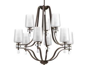 Progress Lighting P4090 Indulge 9 Light 34"W 2 Tier Chandelier, Antique Bronze Progress Lighting P4090 Indulge 9 Light 34"W 2 Tier Chandelier, Antique Bronze