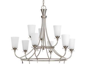 Progress Lighting P4039 Cantata 9 Light 30.75"W 2 Tier Chandelier, Brushed Nickel Progress Lighting P4039 Cantata 9 Light 30.75"W 2 Tier Chandelier, Brushed Nickel