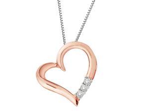 1/10ct TDW Diamond Heart Pendant in Rose Gold Plated Sterling Silver 1/10ct TDW Diamond Heart Pendant in Rose Gold Plated Sterling Silver