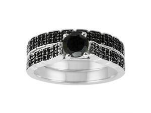 Sterling Silver 1 1/2ct twt Black Diamond Bridal Set Sterling Silver 1 1/2ct twt Black Diamond Bridal Set