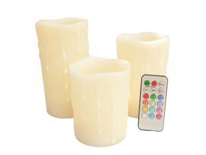 Candle Choice Set of 3 Round Melted Edge with Wax Drip Effect Remote Controlled Multi Color Changing LED Flameless Wax Pillar Candles, Made with Real Wax Candle Choice Set of 3 Round Melted Edge with Wax Drip Effect Remote Controlled Multi Color Changing LED Flameless Wax Pillar Candles, Made with Real Wax