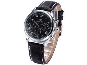 ORKINA Luxury Chronograph Black Leather Band Men's JP Quartz Silver Steel Watch ORK151 ORKINA Luxury Chronograph Black Leather Band Men's JP Quartz Silver Steel Watch ORK151