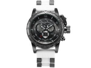 Mens WAA789 Analog Quartz Black Dial White Rubber Band Wrist Watch Mens WAA789 Analog Quartz Black Dial White Rubber Band Wrist Watch