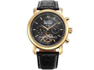 KS Mens Wrist Watch Elegant KS369 Self-winding Mechanical Day/ Date Month/Year Display Leather Band Black KS Mens Wrist Watch Elegant KS369 Self-winding Mechanical Day/ Date Month/Year Display Leather Band Black