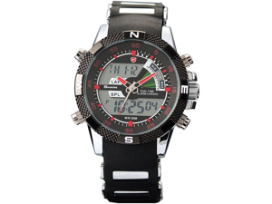 Shark SH043 Men's Army Dual Time LCD Alarm Chronograph Sport Wrist Watch Red Dial Shark SH043 Men's Army Dual Time LCD Alarm Chronograph Sport Wrist Watch Red Dial
