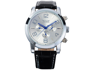 Mens Mechanical Silver Blue 6 Hands Date Day Sport Leather Wrist Watch Mens Mechanical Silver Blue 6 Hands Date Day Sport Leather Wrist Watch