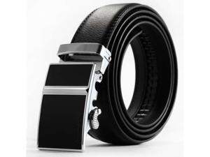 KS Mens Business Dress Suit Black Leather Adjustable Belt With Auto Lock Buckle KS Mens Business Dress Suit Black Leather Adjustable Belt With Auto Lock Buckle