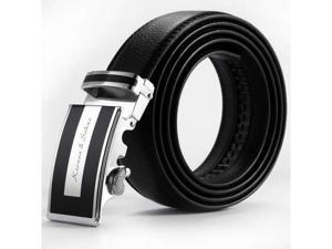 KS Men's Black Dress Adjustable Leather Belt With Auto Lock Buckle Up To 50 In KS Men's Black Dress Adjustable Leather Belt With Auto Lock Buckle Up To 50 In