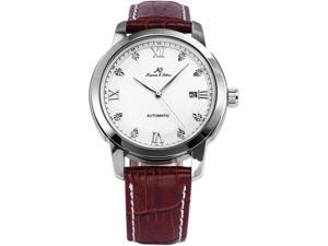 KS Luxury White Dial Date Automatic Mechanical Mens Leather Dress Analog Wrist Watch KS Luxury White Dial Date Automatic Mechanical Mens Leather Dress Analog Wrist Watch