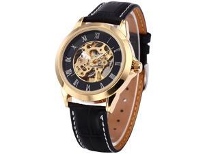SHENHUA Roman Golden Case Mens Skeleton Automatic Mechanical Leather Wrist Watch SHENHUA Roman Golden Case Mens Skeleton Automatic Mechanical Leather Wrist Watch