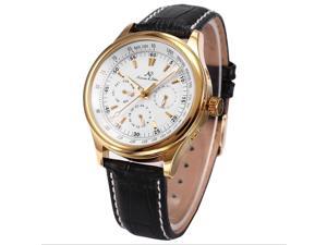 KS Leather Band Gold Case Automatic Mechanical 6 Hands Date Day Mens Watch KS094 KS Leather Band Gold Case Automatic Mechanical 6 Hands Date Day Mens Watch KS094