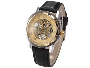 Timebear Roman Gold Skeleton Dial Mens Mehchanical Black Leather Band Wrist Watch PMW299 Timebear Roman Gold Skeleton Dial Mens Mehchanical Black Leather Band Wrist Watch PMW299