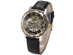 Timebear Gold Roman Black Hand-winding Men's Mechanical Hollow Skeleton Wrist Watch PMW300 Timebear Gold Roman Black Hand-winding Men's Mechanical Hollow Skeleton Wrist Watch PMW300