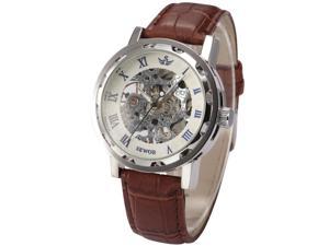 Timebear Men's Roman Skeleton Hand-winding Mechanical Brown Leather Band Wrist Watch PMW301 Timebear Men's Roman Skeleton Hand-winding Mechanical Brown Leather Band Wrist Watch PMW301