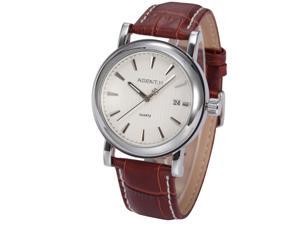 Agent X Elegant White Dial Date Brown Leather Japanese Quartz Men's Dress Wrist Watch AGX021 Agent X Elegant White Dial Date Brown Leather Japanese Quartz Men's Dress Wrist Watch AGX021