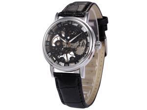 Mens Mechanical Wrist Watch Skeleton Hand Wind Up Black Dial Leather Strap PMW356 Mens Mechanical Wrist Watch Skeleton Hand Wind Up Black Dial Leather Strap PMW356