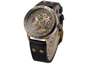 Mens Automatic Mechanical Watch Skeleton Vintage Bronze Case Black Leather Strap PMW364 Mens Automatic Mechanical Watch Skeleton Vintage Bronze Case Black Leather Strap PMW364