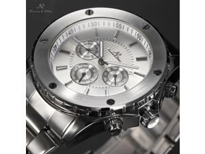 KS Navigator - Men's Automatic Mechanical Watch Date Day 24 Hours Display Silver Steel Band KS166 KS Navigator - Men's Automatic Mechanical Watch Date Day 24 Hours Display Silver Steel Band KS166