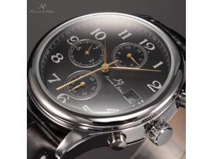 KS Mens Automatic Date Day Month Display Black Leather Band Mechanical Wrist Watch KS156 KS Mens Automatic Date Day Month Display Black Leather Band Mechanical Wrist Watch KS156