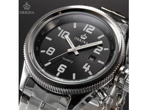 Timebear Elegant Date Display Black Dial Silver Stainless Steel Band Dress Watch ORK197 Timebear Elegant Date Display Black Dial Silver Stainless Steel Band Dress Watch ORK197