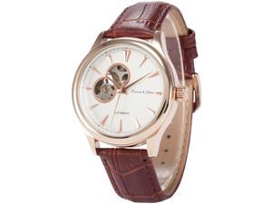 KS Mens KS300 Analog Skeleton Dial Brown Leather Band Automatic Mechanical Watch KS Mens KS300 Analog Skeleton Dial Brown Leather Band Automatic Mechanical Watch