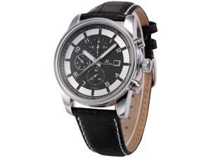 KS Mens KS179 Analog Black Leather Band Day Date Month Display Automatic Mechanical Watch KS Mens KS179 Analog Black Leather Band Day Date Month Display Automatic Mechanical Watch