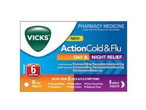 Vicks Action Cold and Flu Day and Night Relief 24 Tabs Vicks Action Cold and Flu Day and Night Relief 24 Tabs