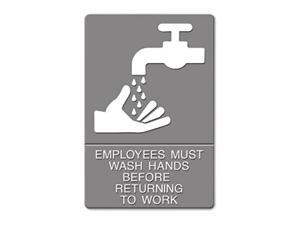 ADA Sign, Employees Must Wash Hands... Tactile Symbol/Braille, 6 x 9, Gray ADA Sign, Employees Must Wash Hands... Tactile Symbol/Braille, 6 x 9, Gray