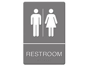 ADA Sign Restroom Symbol Tactile Graphic Molded Plastic 6 x 9 Gray ADA Sign Restroom Symbol Tactile Graphic Molded Plastic 6 x 9 Gray