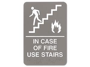 ADA Sign, 6 x 9, In Case of Fire Use Stairs, Gray ADA Sign, 6 x 9, In Case of Fire Use Stairs, Gray