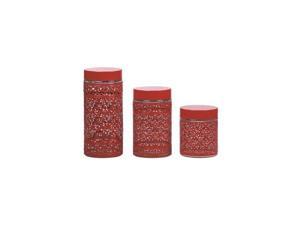 RAGALTA RCA-058 3Pc Glass Canister Set SS Red RAGALTA RCA-058 3Pc Glass Canister Set SS Red